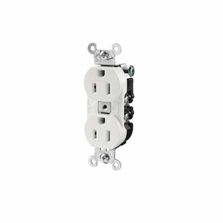 HUBW 5352AW 20A 125V WHITE DUPLEX RECEPTACLE BACK AND SIDE WIRE 5-20R