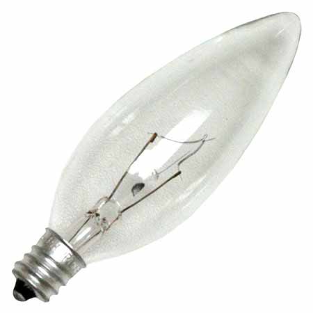 GE 15788 40BC 120V 40W B10 CLEAR BLUNT TIP LAMP CANDELABRA BASE