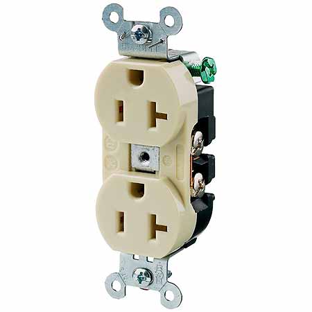 HUBW 5352AI 20A 125V IVORY DUPLEX RECEPTACLE BACK AND SIDE WIRE 5-20R